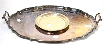 Lot 326 - A large silver plated tray together with a silver dish (2)