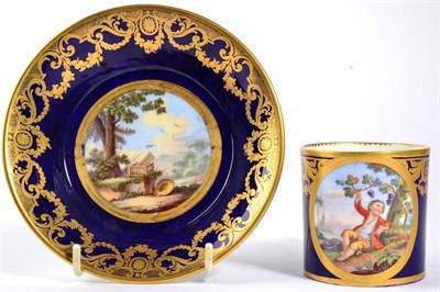 Lot 61 - A Matched Sèvres Coffee Can and Saucer, date codes for 1776 and 1779, the can painted with a...