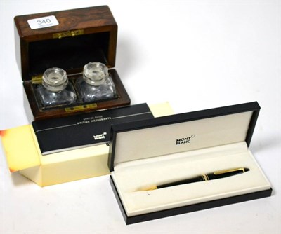 Lot 340 - Mont Blanc pen and cased pair of small bottles