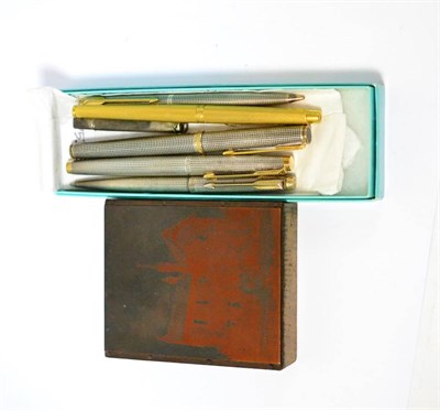 Lot 348 - A collection of Sterling silver and gilt Parker fountain pens etc. (7)