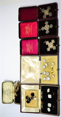 Lot 352 - Two 9ct gold chains, dress studs and cufflinks and three mouse medals