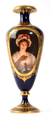 Lot 63 - A  "Vienna " Porcelain Vase, circa 1900, of baluster form with flared neck and circular foot,...