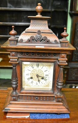 Lot 377 - A German striking mantel clock, movement backplate stamped Junghans