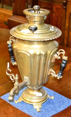 Lot 381 - A Russian brass Samovar