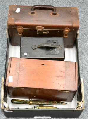 Lot 1004 - A brass microscope signed Negretti & Zambra, London, with a mahogany case, two cameras and two...