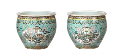 Lot 77 - <div>A Pair of Chinese Porcelain Fish Bowls, 19th century, painted in famille verte enamels...