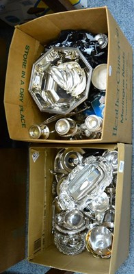 Lot 1039 - A quantity of silver plate (two boxes)