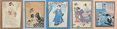 Lot 86 - Kitagawa Shikimaro (fl.c.1810): Kashiku of the Tsuruya, kamuro Fudeji and Hanoshi, from the...