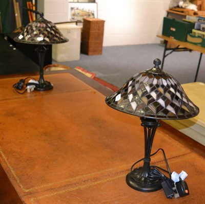 Lot 1103 - A pair of modern table lamps with Tiffany style shades