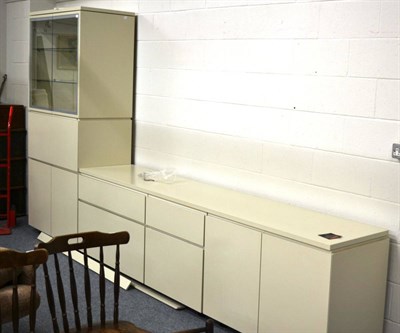 Lot 1114 - Modern KomArt cream interchangeable kitchen unit, including side board, drawers, cupboard, cocktail