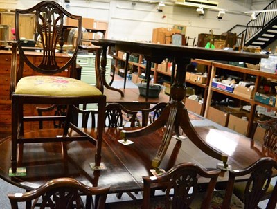 Lot 1128 - Mahogany stool with needlework drop in seat, mahogany bedside cupboard and an inlaid mahogany...