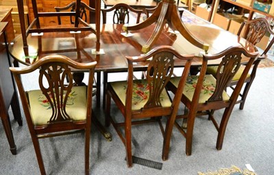 Lot 1129 - Reproduction mahogany twin pedestal dining table together with a set of eight mahogany dining...