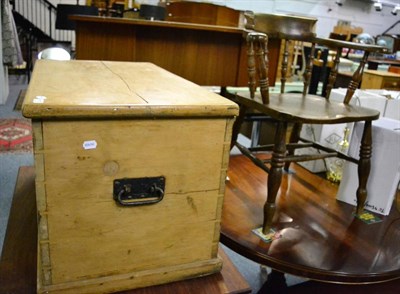 Lot 1131 - Pine blanket box together with an oak captain's chair