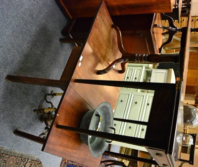 Lot 1134 - A 19th century fold-over tea table, together with a tilt-top tripod table and a small gate leG...