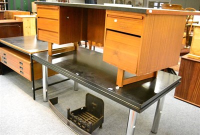 Lot 1136 - Pair of modern chrome and glass open shelves, a habitat black egg table, circa 1980, modern...