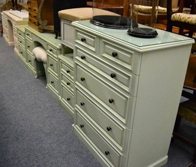 Lot 1139 - A Lawrence Walsh Radnor PG4 hand painted Jarbo (light green) five piece bedroom suite