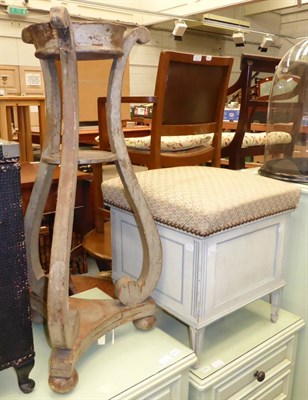 Lot 1140 - An early 19th century Dutch painted box stool together with a pine wash stand (2)