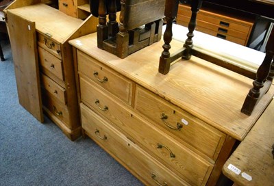 Lot 1145 - A pine bureau and a four drawer chest