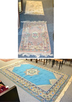 Lot 1172 - Berber carpet, North Morocco, the aqua marine field with central stellar medallion framed by...