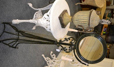 Lot 1178 - A Neo-Classical urn and cover together with an adjustable cast iron mirror on base (2)