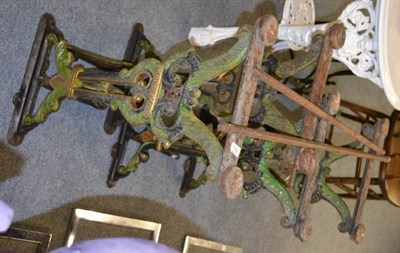 Lot 1180 - Two pairs of painted cast iron Victorian table legs