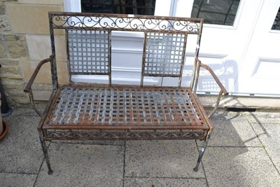 Lot 1183 - Metal two seated garden bench with lattice work back and seat