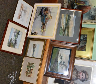 Lot 1214 - A collection of watercolours, oils and prints (8)