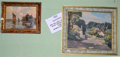 Lot 1216 - W.H.Moodey, river scene, signed, oil on canvas, together with a further oil on board 'Lelant...