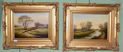 Lot 1237 - Reg Brown (20th century), a pair of river landscapes, oil on canvas, in ornate gilt frames (2)