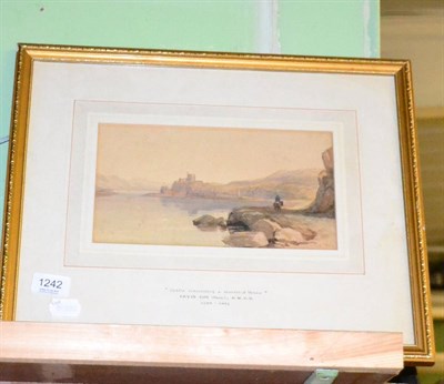 Lot 1242 - Attributed to David Cox (1783-1859) ";Castle overlooking a stretch of water";, signed, pencil...