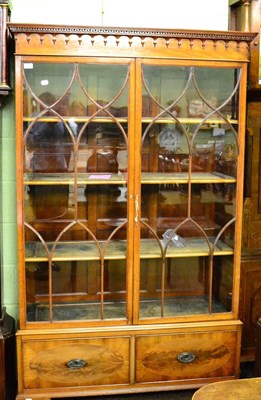 Lot 1250 - A mahogany glazed display cabinet with two drawers