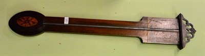 Lot 1261 - A George III mahogany stick barometer with paper dial ";George Mozzi & Co";, inlaid satinwood...