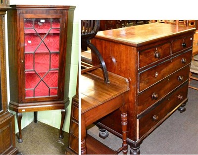 Lot 1266 - An Edwardian mahogany glazed corner cabinet on later stand and a Victorian mahogany four height...