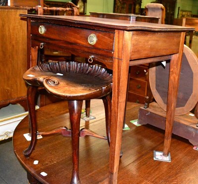 Lot 1283 - A 19th century mahogany side table, single drawer above brushing slide, square tapered legs