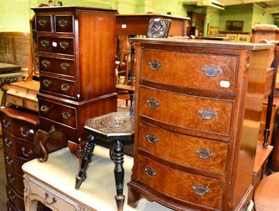 Lot 1285 - Two reproduction chests of drawers of small proportions together with a reproduction bow...