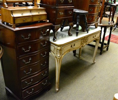 Lot 1287 - A late 19th century painted dressing table in Louis XV style, with inset glass top