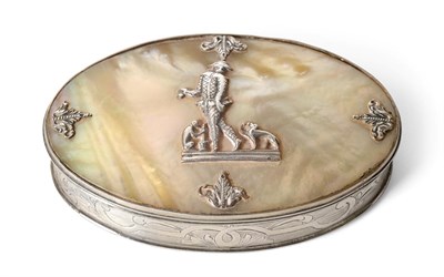 Lot 111 - A Silver Mounted Mother-of-Pearl Snuff Box, English or Dutch, probably early 18th century,...