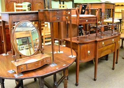 Lot 1292 - A 19th century mahogany dressing table mirror and a mahogany two drawer side table