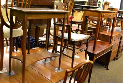 Lot 1297 - Edwardian occasional table, mahogany pot cupboard and an inlaid chair