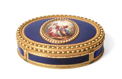 Lot 113 - A Gold and Enamel Snuff Box, marked FJ crowned, a stylised flower, and a crowned R resembling...