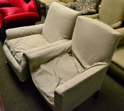 Lot 1320 - Two Edwardian upholstered armchairs