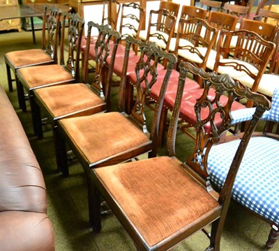 Lot 1330 - Set of six 19th century mahogany Chippendale style dining chairs