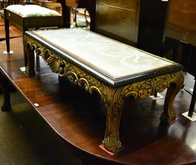 Lot 1350 - A gilt and gesso coffee table, together with a 19th century pot cupboard and a stool (3)