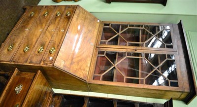 Lot 1381 - A George III mahogany bureau chest/bookcase