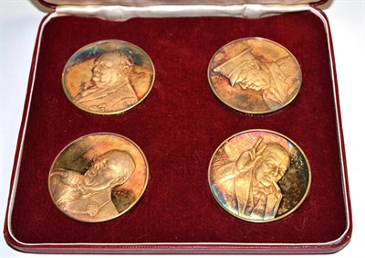 Lot 5 - Four silver gilt Churchill medallions by John Pinches