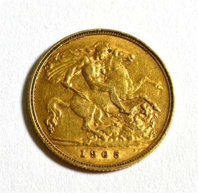 Lot 13 - A half sovereign dated 1905