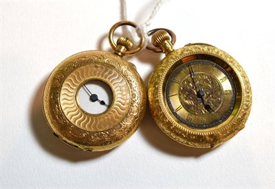 Lot 19 - Two lady's fob watches, stamped 18k and 14K