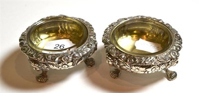 Lot 26 - A pair of Victorian Scottish silver salts with glass liners, Edinburgh 1838