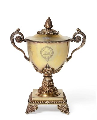 Lot 124 - A French Silver-Gilt Twin Handled Cup and Cover, maker's mark indistinct, Paris 1st standard,...