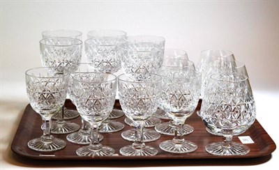 Lot 39 - A Thomas Webb cut glass part table service comprising six hock glasses, five wine glasses and...
